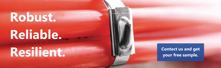 MBT stainless steel cable tie around red cables